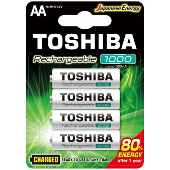 Toshiba Rechargeable AA 1000mAh (blister 4 pcs) - TOSHIBA TNH-6GLE